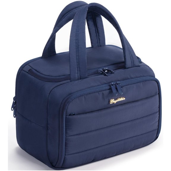 Travel Toiletry Bag, Lightweight Wide-open Large Puffy Toiletry Bag for Women, Quilted Bag Organizer Water-resistant Bag with Handle for Toiletries, Essentials, Accessories