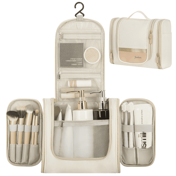 Travel Toiletry Bag for Men and Women - Large Hanging Toiletry Organizer - Waterproof Hygiene Bag with Metal XXL Swivel Hook, with YKK Zippers and 19 Compartments for Toiletries, Makeup, Cosmetics