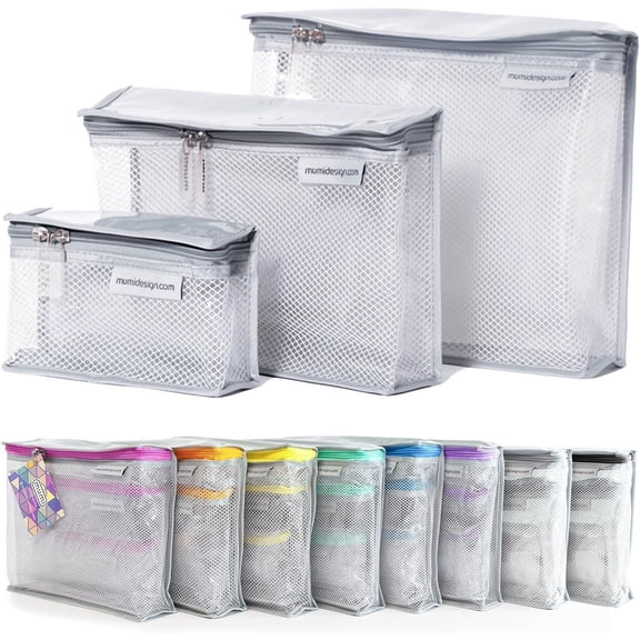 Travel Toiletry Bag Set of 3 - Clear TSA Approved Toiletry Bags for Women - Water-Resistant Makeup Organizer Pouches for Skincare, , Travel Accessories, Airport Packing - Gray