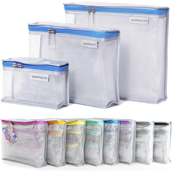 Travel Toiletry Bag Set of 3 - Clear TSA Approved Toiletry Bags for Women - Water-Resistant Makeup Organizer Pouches for Skincare, , Travel Accessories, Airport Packing - Blue