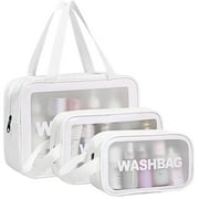 Travel Toiletry Bag, Travel Makeup Bag, 3 Pcs Clear Toiletry Bags for Traveling, White