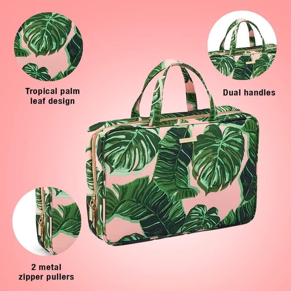 Travel Toiletry Bag - Tropical Palm Leaf Design - 2-Piece Weekender Set