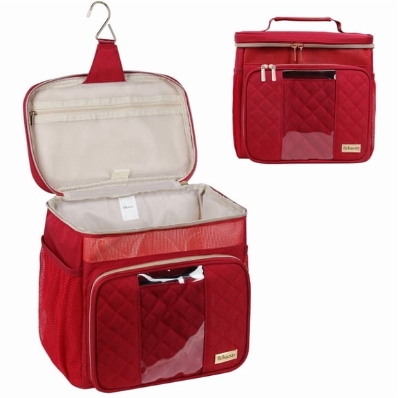 Travel Toiletry Bag for Women, Water Resistant Portable Hanging Toiletry Bags for Traveling, College Dorm, Bathroom, Gym, Shower Caddy, Organizer for Full Sized Bottles, Toiletries