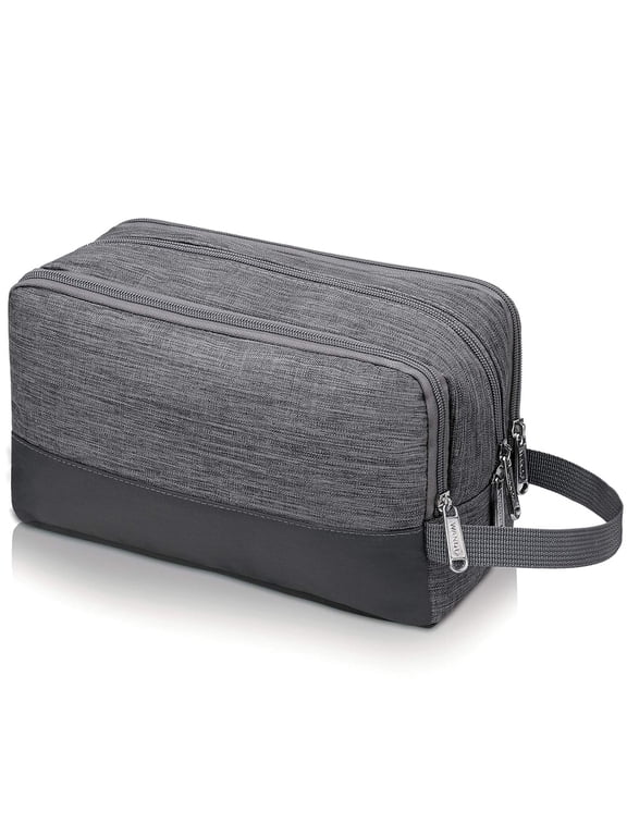 Travel Toiletry Bag for Men Hanging Dopp Kit Small Nylon Shaving Bag, Water Resistant Bathroom Toiletries Organizer for Traveling, Denim Grey