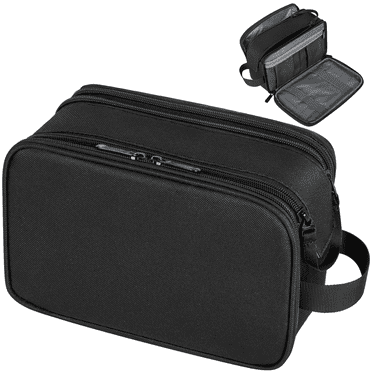 Toiletry Bag for Men, Large Travel Toiletry Organizer with Handle, Water Resistant Travel Essentials for Women and Men, Travel Storage Bags with Divider for Cosmetics Toiletries Brushes Tools, Black