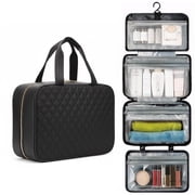 Travel Toiletry Bag for Women Men - Kailwokk Waterproof Makeup Bag, Travel Essentials with Portable Organizer Hanging Hook, Black
