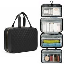 Travel Toiletry Bag for Women Men - Kailwokk Waterproof Makeup Bag, Travel Essentials with Portable Organizer Hanging Hook, Black