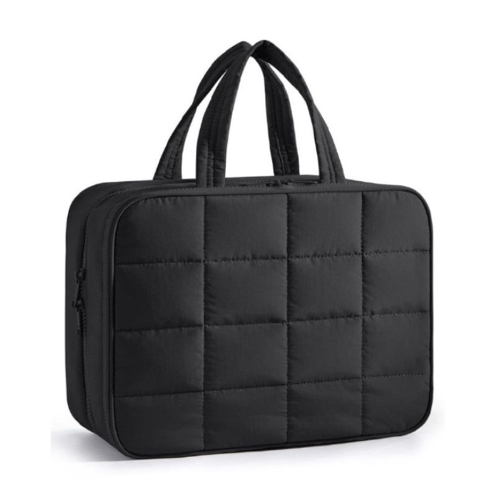 Travel Toiletry Bag for Womne, Hanging Travel Bag for Toiletries, Puffy Makeup Cosmetic Bag Organizer, Carry-on Travel Accessories Essentials, Black