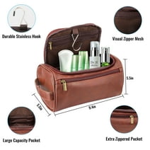 Travel Toiletry Bag for men, waterproof Bathroom Bag for Bathroom, Men's Travel Essentials Wash Bag (Red Brown)