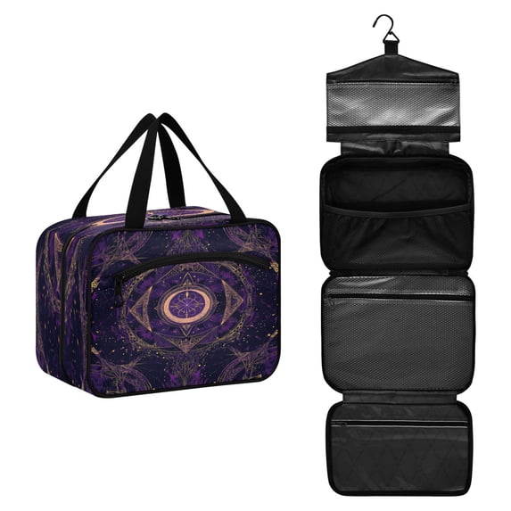 Travel Toiletry Bag with Metal Hook Large Capacity Cosmetic Bag Toiletry Bags for Travel, Gym, Camping Mystical Lines Pattern