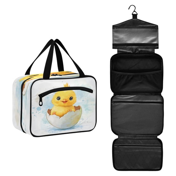 Travel Toiletry Bag with Metal Hook Large Capacity Cosmetic Bag Toiletry Bags for Travel, Gym, Camping Yellow Cute Chick