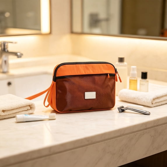 Travel Toiletry Bag with Waterproof Fabric, Inner Mesh Compartments and Zipper for Vacation Business Trips