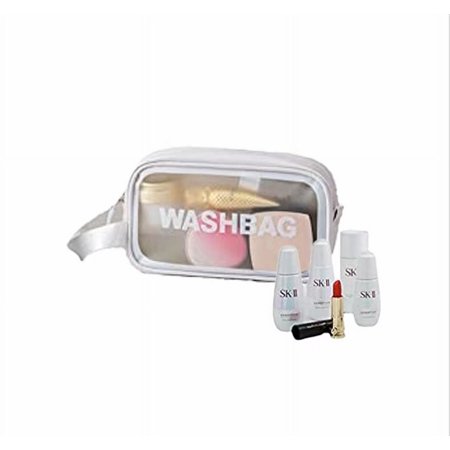 Travel Toiletry Bag for women and men, Matte Translucent Toiletry Bag with with Handy Handle, Makeup Cosmetic Bag Travel Organizer for Accessories, Toiletries (White, S)
