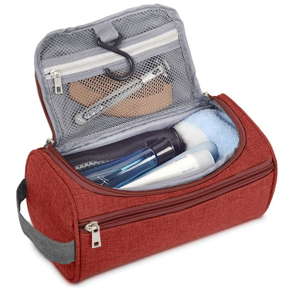 Travel Toiletry and Cosmetics Organizer Bag, Holiday Gift for Family or Friends- Red