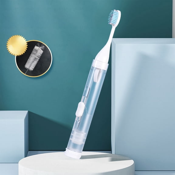 Travel Toothbrush 3 in Portable, QQZ Folding Soft Bristle Toothpaste Toothbrush, Compact Proofing Case Organizer for Camping Gym Office, White
