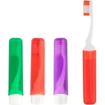 Travel Toothbrush, 3PCS Travel Toothbrush Set, Mini Toothbrush Soft Portable Toothbrush Travel with Tooth Brush Cover Small Folding Toothbrush Individually Wrapped for Camping Home,Red,Green,Purple