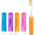 thumbnail image 1 of Travel Toothbrush 4Pcs Travel Toothbrush Set Mini Toothbrushes Soft Portable Toothbrushes Travels with Tooth Brush Cover Small Folding Toothbrush Individually Wrapped for Camping Home, 1 of 7