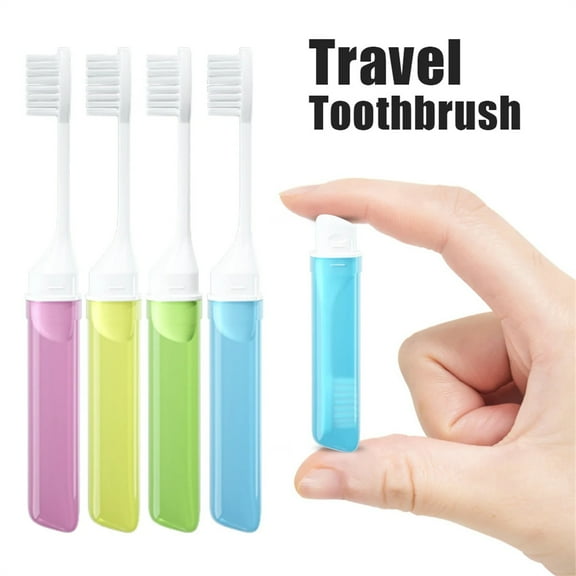 Travel Toothbrush Bulk, 8Pcs Folding Toothbrush with Toothbrush Box, Travel Size Toothbrush Individually Wrapped, Soft Bristle Portable Toothbrush for Travel, Hiking, Business Trip,Random Color
