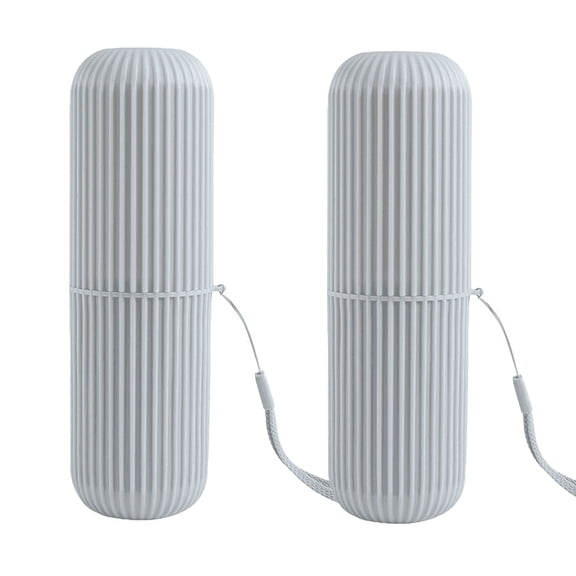 Travel Toothbrush Case, Portable Toothbrush Holder, Travel Mouthwash Cup Toothpaste Holder, Plastic Toothbrush Holder for Hiking Camping Business Trips and Daily Use (2 Packs)Nordic Grey