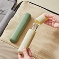 thumbnail image 1 of Travel Toothbrush Holder Case | Portable Protective Plastic | Fits Standard Toothbrush & Toothpaste | Hygienic Enclosed Design | White/Green | 1-Pack | 20x4cm, 1 of 6