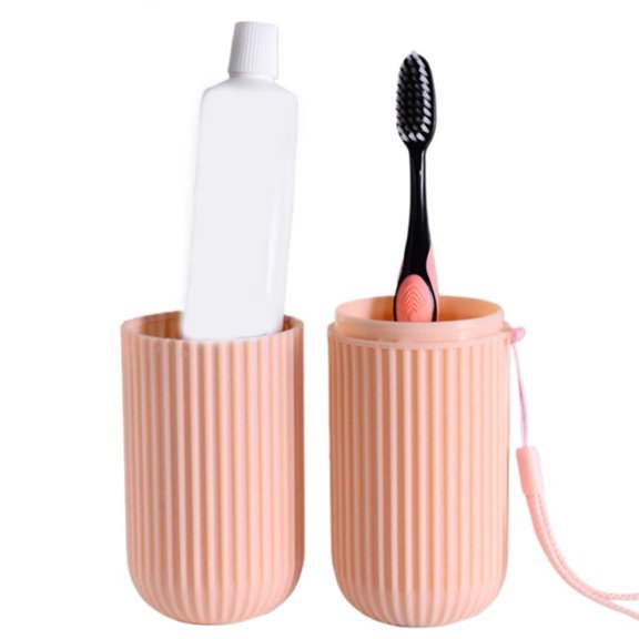 Travel Toothbrush Holder Cup Case with Lanyard 2-in-1 Portable Anti-Slip Waterproof Detachable Rinsing Cups Capsule Compact Toothbrush and Toothpaste Storage Box Organizer for Trip, Camping & Gym