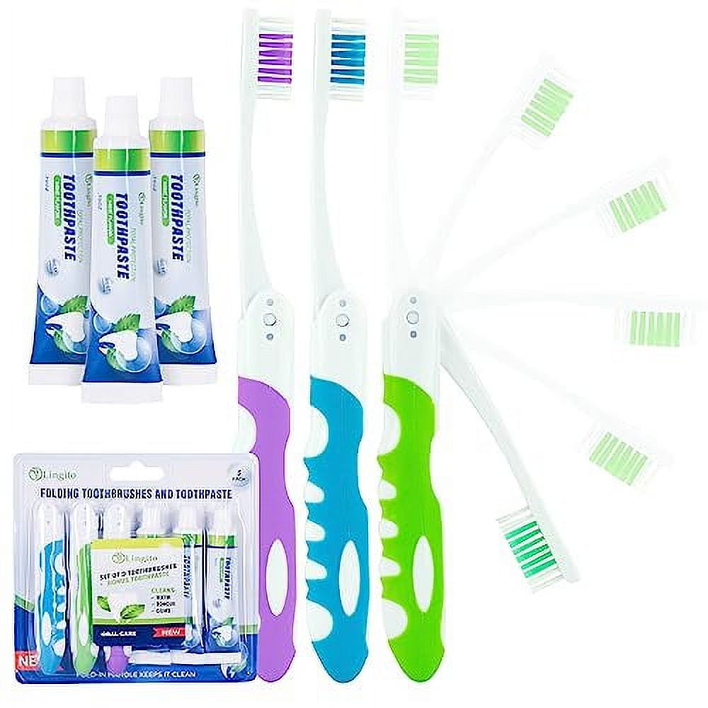 Travel Toothbrush with Toothpaste, Portable Toothbrushes Built in Cover