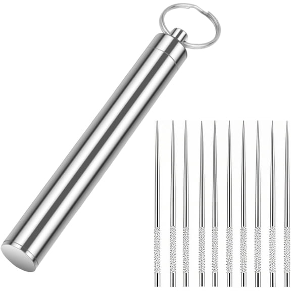Travel Toothpick Holder Portable Metal with Reusable Titanium Toothpicks Pocket Containers