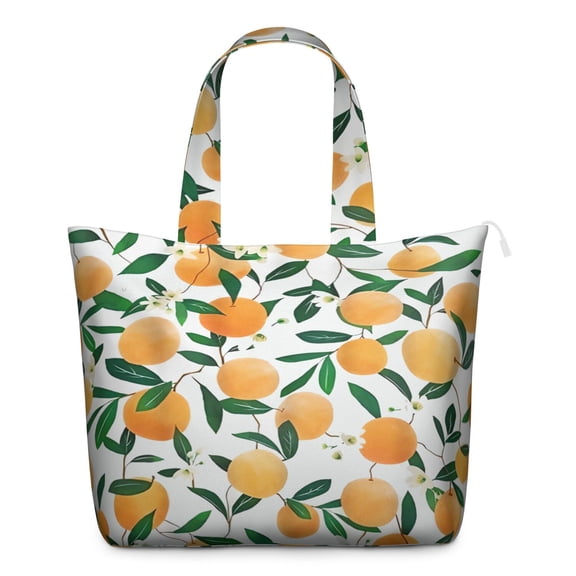 Travel Tote Bag with Cute Orange Fresh Fruit Prints Large Capacity Weekender Bag Featuring Sweet Summer Pattern, Kawaii Orange Lover Design, Lightweight Multipurpose for Travel