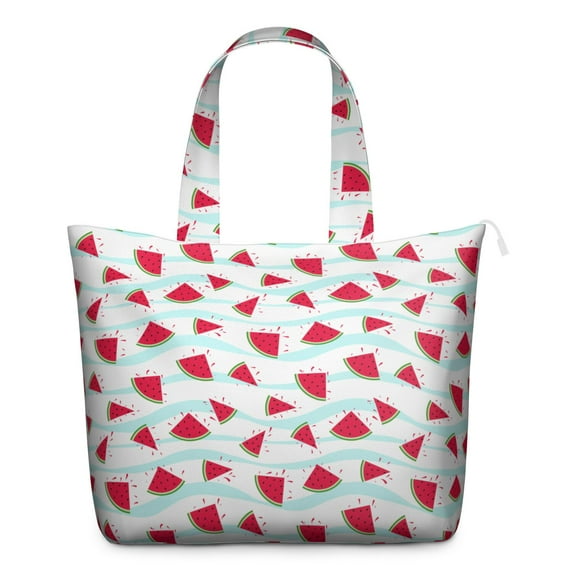 Travel Tote Bag with Cute Watermelon Print Large Capacity Weekender Bag Featuring Tropical Summer Fruit Pattern, Lightweight Multipurpose Bag for Beach Travel