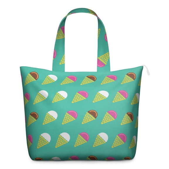 Travel Tote Bag Featuring Colorful Ice Cream Dessert Prints Large Capacity Weekender Bag with Summer Food Pattern, Lightweight with Multiple Pockets for Travel Fitness