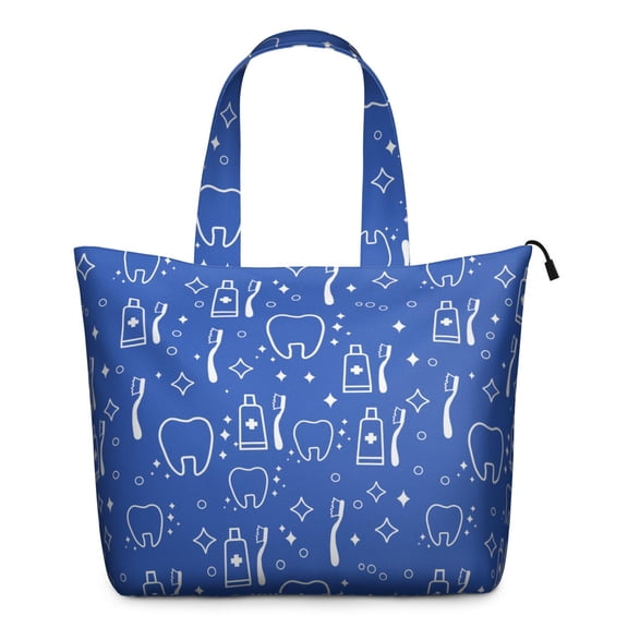 Travel Tote Bag Featuring Dental Oral Care Designs Large Capacity Weekender Bag with Tooth Dentist Print, Lightweight Multipurpose Bag for Business Gym Use