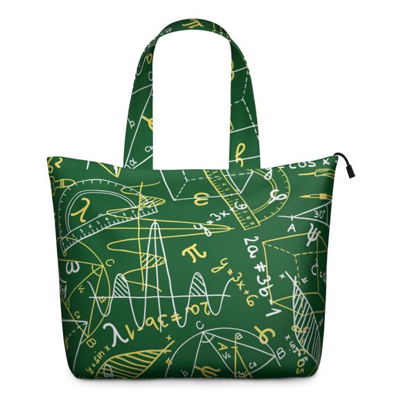 Travel Tote Bag Featuring Engineering Technology Prints Lightweight Multipurpose Weekender Bag with Multiple Pockets, Ideal for Scientific Formula Educational Wall Lovers