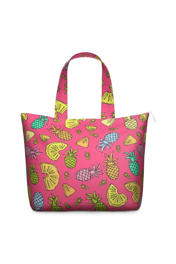 Travel Tote Bag Featuring Hawaiian Pineapple Tropical Fruit Prints Large Capacity Weekender Bag Lightweight with Exotic Pattern, Multipurpose for Travel Gym