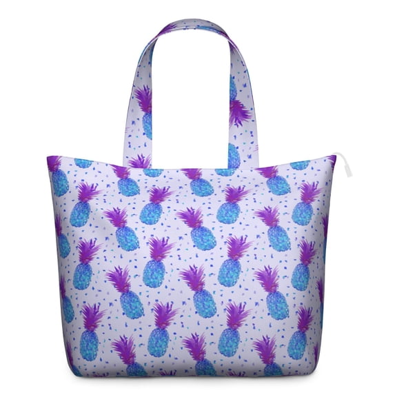 Travel Tote Bag Featuring Hawaiian Pineapple Tropical Fruit Prints Large Capacity Weekender Bag Lightweight with Exotic Pattern, Multipurpose for Travel Gym