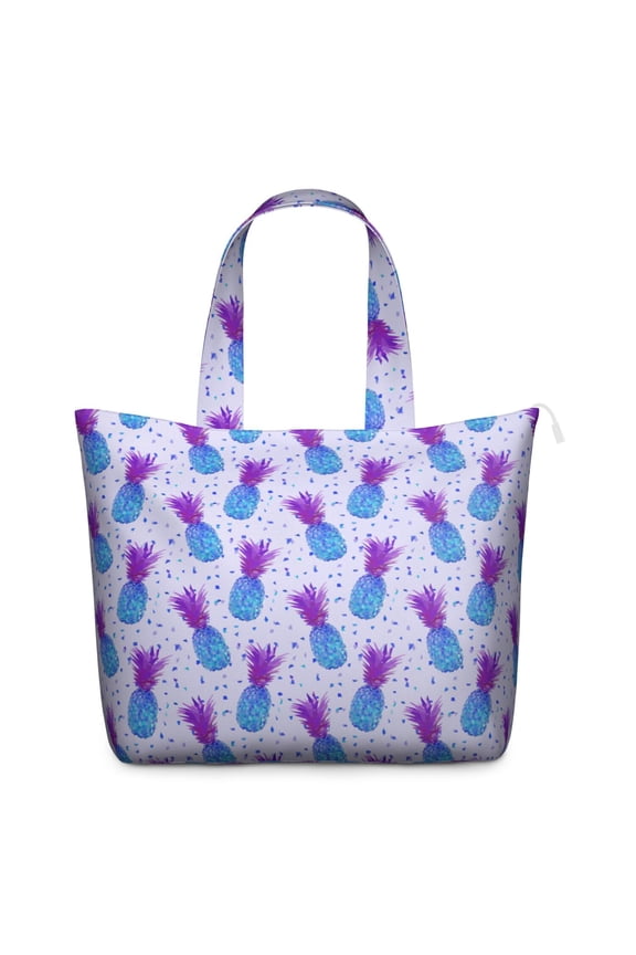 Travel Tote Bag Featuring Hawaiian Pineapple Tropical Fruit Prints Large Capacity Weekender Bag Lightweight with Exotic Pattern, Multipurpose for Travel Gym