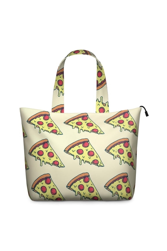 Travel Tote Bag Featuring Pizza Lover Italian Food Prints Large Capacity Weekender Bag with Pepperoni Cheese Artwork, Lightweight for Weekend Adventures
