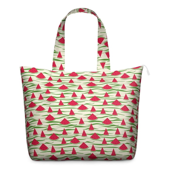 Travel Tote Bag Featuring Tropical Watermelon Fresh Summer Prints Large Capacity Weekender Bag Lightweight with Cute Fruit Patterns Geometric Design