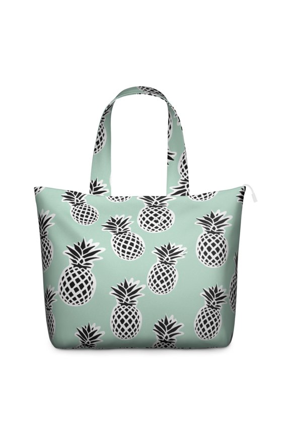 Travel Tote Bag with Fresh Pineapple Tropical Fruit Prints Large Capacity Weekender Bag Featuring Hawaiian Sunshine Exotic Plant Patterns, Lightweight Multipurpose
