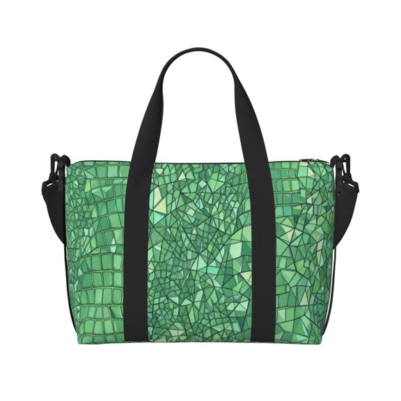 Travel Tote Duffel Gym Bag Alligator Skin Green Texture Pattern Weekender Overnight Carry-on Tote Crossbody Bag