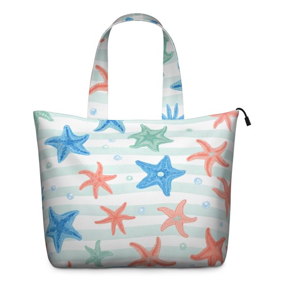 Travel Tote for Women,Waterproof Bag Overnight Weekend Bag Starfish Large Gym Tote Bag for Short Trips