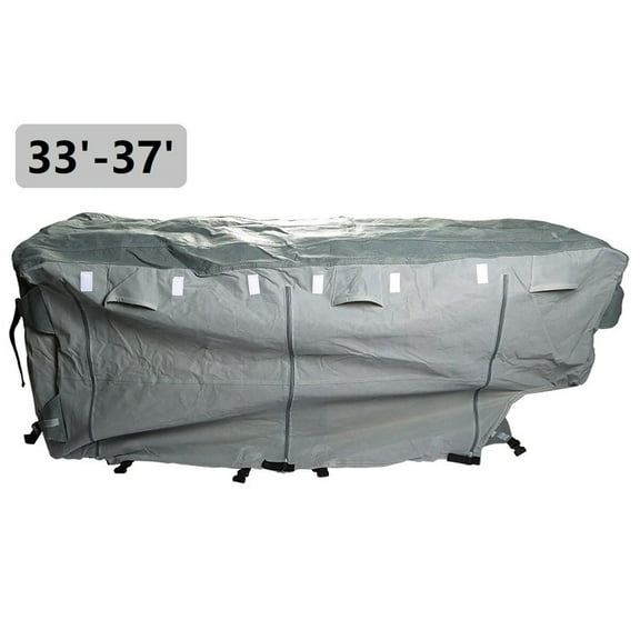 Travel Trailer 5th Wheel RV Cover, Heavy Duty Non-Woven, Weatherproof & Sun Protection (33ft-37ft)