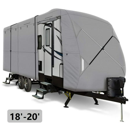 Travel Trailer Cover RV Cover 18ft 19ft 20ft, Heavy Duty Non-Woven, Weatherproof & Sun Protection