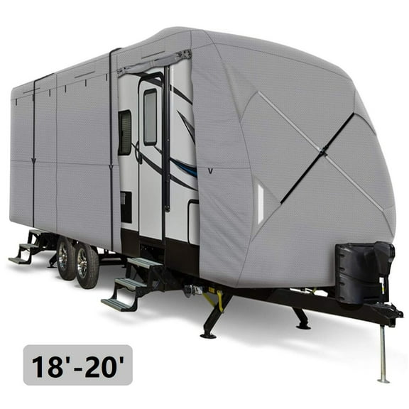 Travel Trailer Cover RV Cover 18ft 19ft 20ft, Heavy Duty Non-Woven, Weatherproof & Sun Protection