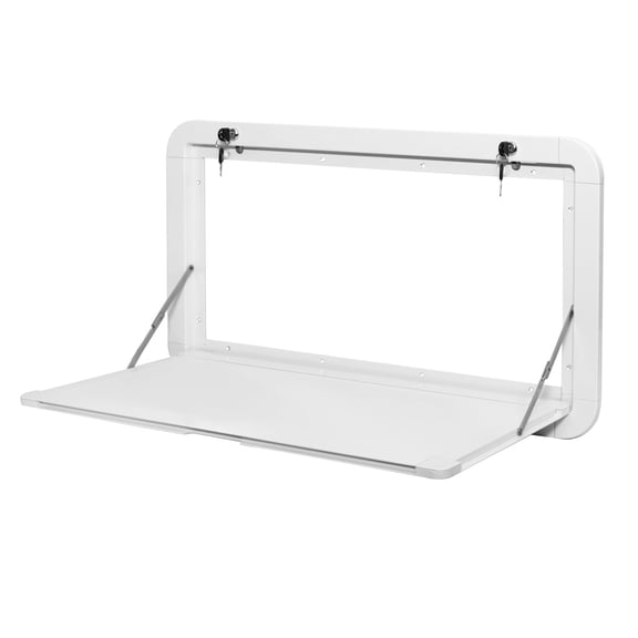 Travel Trailer Drop Down Table ,23.4x16in Wall Mount Work Bench with Keys Supports,Optimize Space for Outdoor RV Kitchens