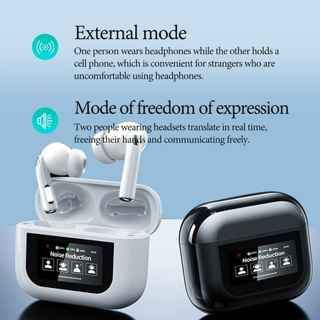 Travel Translation Earphones with Smart Voice Translator for 144+ Languages Photo Translation Voice to Text Translation Simultaneous Interpretation for Study Abroad Conference Travel Face-to-Face Con