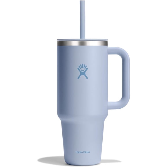 Travel Tumbler with Handle, Lid and Straw - Insulated Stainless Steel in 40 Oz Surf Blue