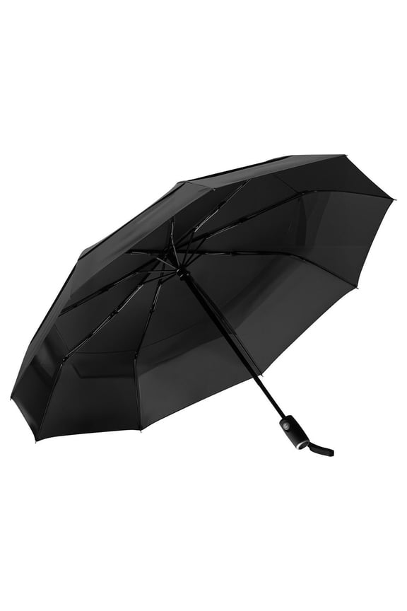 Travel Umbrella, 42 in Portable Compact Umbrellas, Automatic Open-Close Umbrella, Lightweight & Durable with Flexible Fiberglass Ribs, Windproof, Rainproof, and Sun-Blocking Canopy (Black)