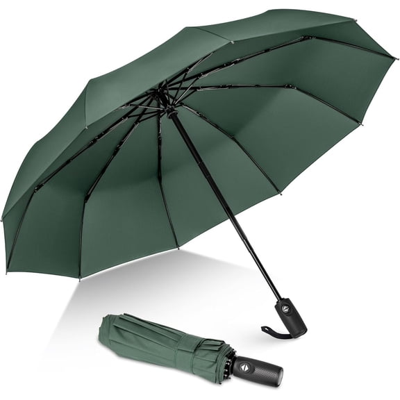 Travel Umbrella Compact - 10 Ribs Portable Collapsible Umbrellas for Rain Windproof - Paraguas Automatic Small Folding Umbrella Lightweight Packable Umbrella for Women Men