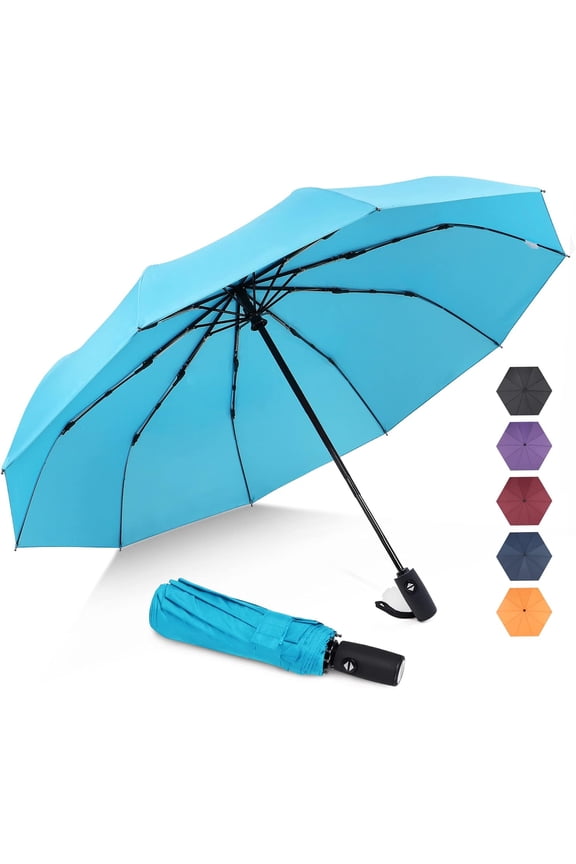 Travel Umbrella Compact - 10 Ribs Portable Collapsible Umbrellas for Rain Windproof - Paraguas Automatic Small Folding Umbrella Lightweight Packable Umbrella for Women Men