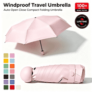Travel Umbrella Small Compact Folding Umbrellas for Rain Windproof & Sun Protection UV Umbrella Portable 5-Fold Mini Parasol for Purse UPF 50+ by PALIFEUR